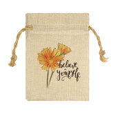Faux Burlap Drawstring Bag - 12 x 17 cm
